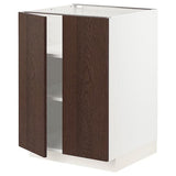 METOD base cabinet with shelves/2 doors, white/Sinarp brown, 60x60 cm