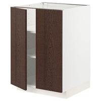METOD - Base cabinet with shelves/2 doors, white/Sinarp brown , 60x60 cm - best price from Maltashopper.com 99459730