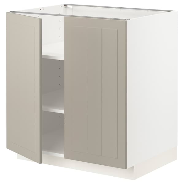 METOD - Base cabinet with shelves/2 doors, white/Stensund beige, 80x60 cm - best price from Maltashopper.com 69460532