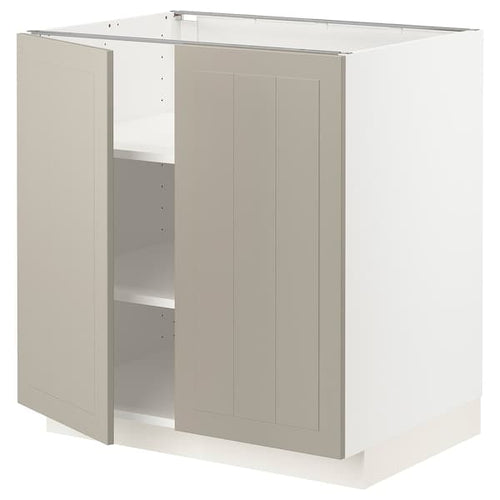 METOD - Base cabinet with shelves/2 doors, white/Stensund beige, 80x60 cm