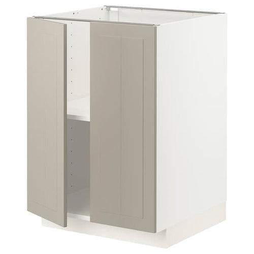 METOD base cabinet with shelves/2 doors, white/Stensund beige, 60.0x80.0x60.0 cm