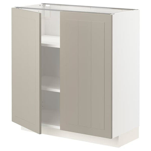 METOD - Base cabinet with shelves/2 doors, white/Stensund beige, 80x37 cm