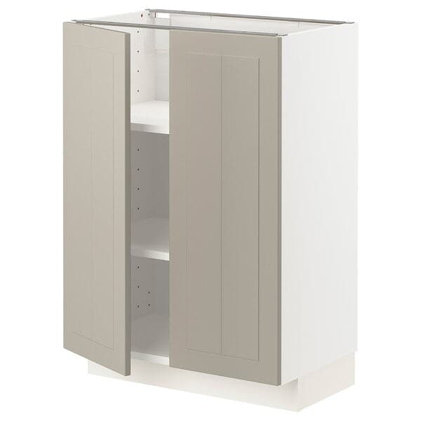 METOD - Base cabinet with shelves/2 doors, white/Stensund beige, 60x37 cm