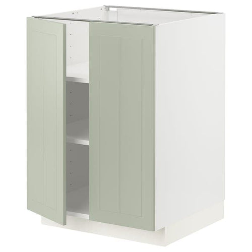 METOD - Base cabinet with shelves/2 doors, white/Stensund light green, 60x60 cm