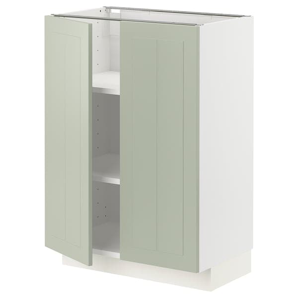 METOD - Base cabinet with shelves/2 doors, white/Stensund light green, 60x37 cm - best price from Maltashopper.com 59487612