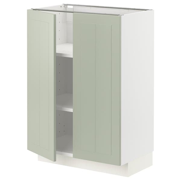 Ikea METOD - Base cabinet with shelves/2 doors, white/Stensund light green, 60x37 cm