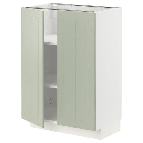 METOD - Base cabinet with shelves/2 doors, white/Stensund light green, 60x37 cm