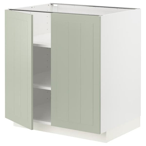 METOD - Base cabinet with shelves/2 doors, white/Stensund light green, 80x60 cm