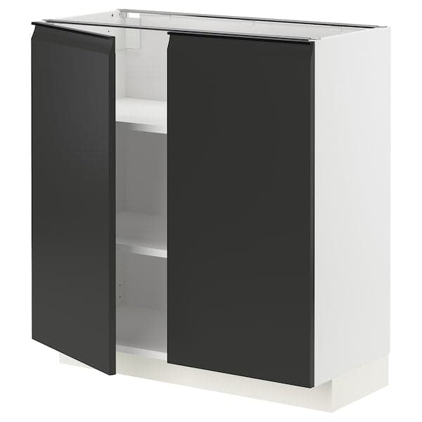 METOD - Base cabinet with shelves/2 doors, white/Upplöv matt anthracite, 80x37 cm