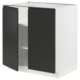 METOD base cabinet with shelves/2 doors, white/Upplöv matt anthracite, 80x60 cm