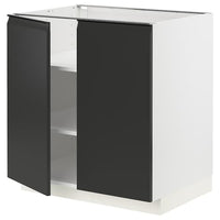 METOD - Base cabinet with shelves/2 doors, white/Upplöv matt anthracite, 80x60 cm - best price from Maltashopper.com 79493754