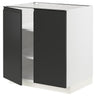 METOD base cabinet with shelves/2 doors, white/Upplöv matt anthracite, 80x60 cm