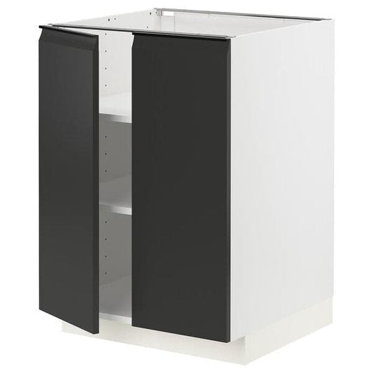 Ikea METOD - Base cabinet with shelves/2 doors, white/Upplöv matt anthracite, 60x60 cm