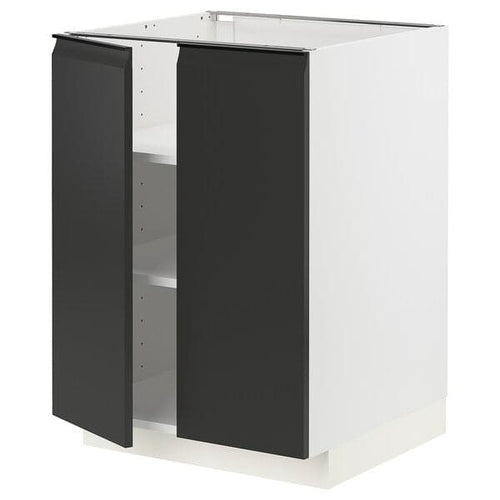 METOD - Base cabinet with shelves/2 doors, white/Upplöv matt anthracite, 60x60 cm