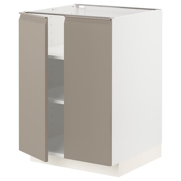 Ikea METOD - Base cabinet with shelves/2 doors, white/Upplöv matt dark beige, 60x60 cm