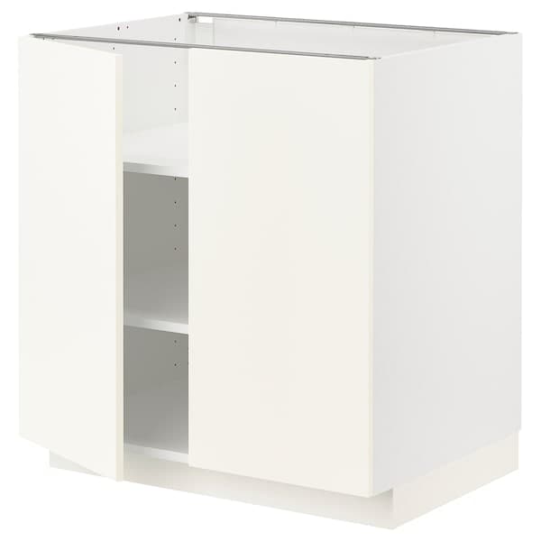 Ikea METOD - Base cabinet with shelves/2 doors, white/Vallstena white, 80x60 cm