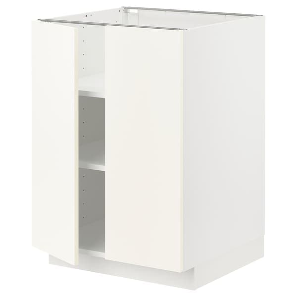 Ikea METOD - Base cabinet with shelves/2 doors, white/Vallstena white, 60x60 cm