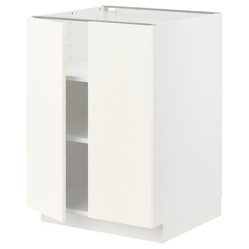 METOD - Base cabinet with shelves/2 doors, white/Vallstena white, 60x60 cm
