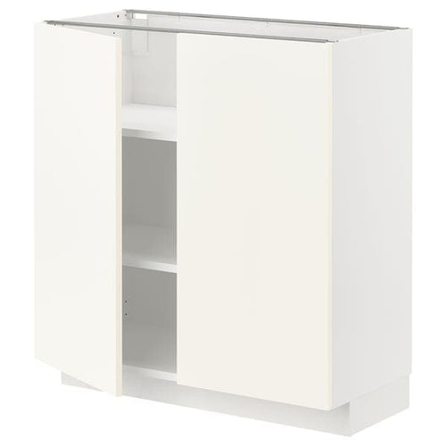 METOD - Base cabinet with shelves/2 doors, white/Vallstena white, 80x37 cm