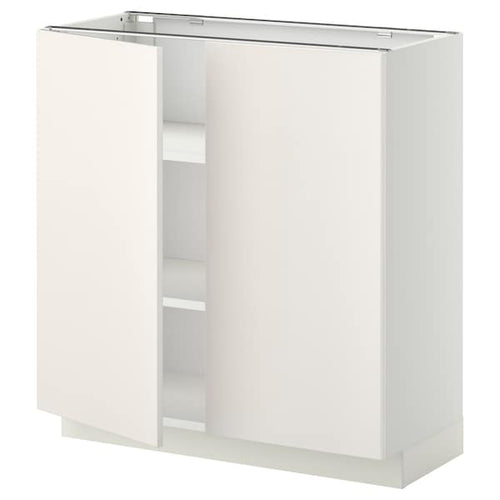 METOD base cabinet with shelves/2 doors, white/Veddinge white, 80x37 cm