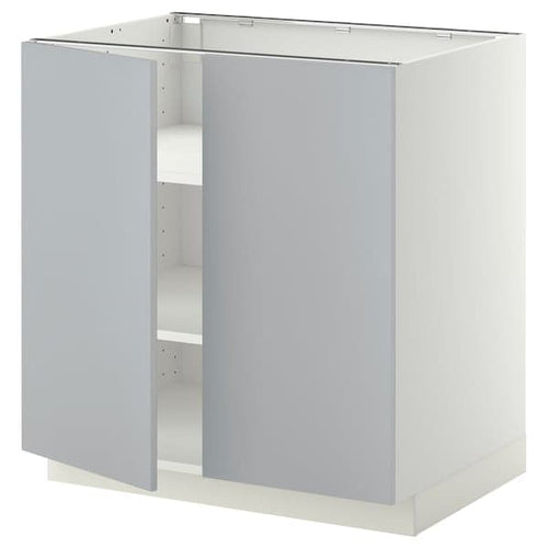 METOD - Base cabinet with shelves/2 doors, white/Veddinge grey, 80x60 cm