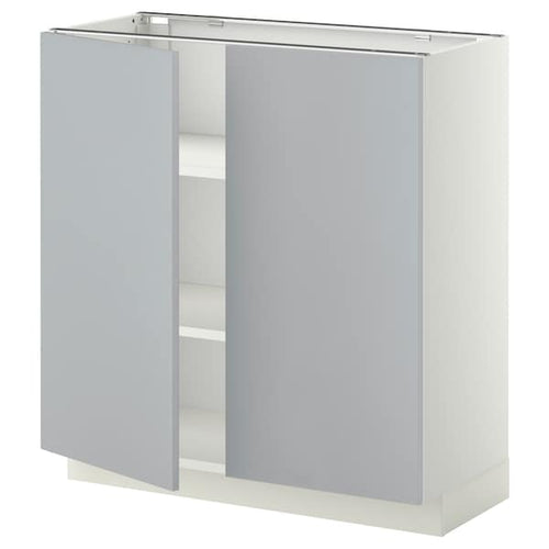 METOD - Base cabinet with shelves/2 doors, white/Veddinge grey, 80x37 cm