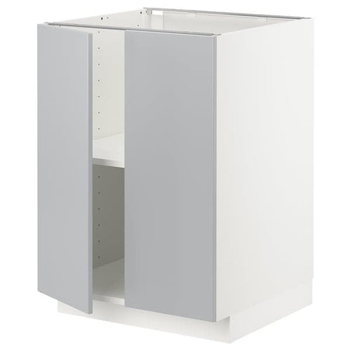 METOD - Base cabinet with shelves/2 doors, white/Veddinge grey, 60x60 cm