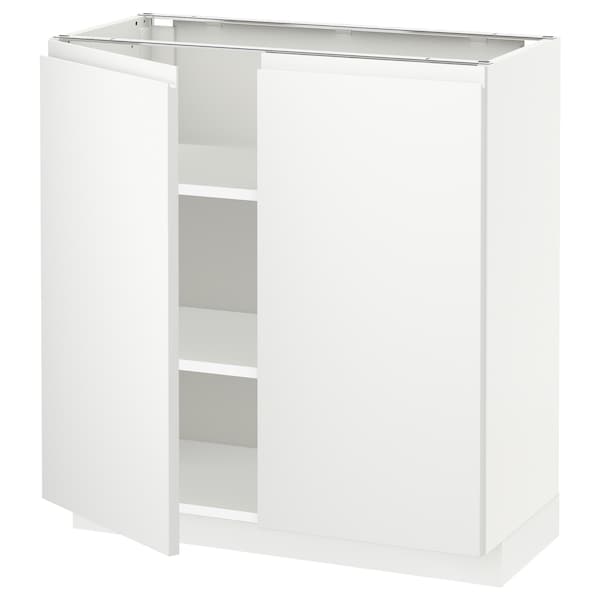 Ikea METOD - Base cabinet with shelves/2 doors, white/Voxtorp matt white, 80x37 cm