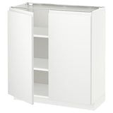 METOD base cabinet with shelves/2 doors, white/Voxtorp matt white, 80x37 cm