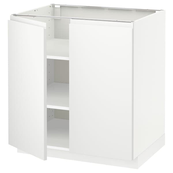 METOD - Base cabinet with shelves/2 doors, white/Voxtorp matt white, 80x60 cm - best price from Maltashopper.com 99456185