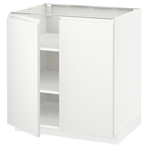 Ikea METOD - Base cabinet with shelves/2 doors, white/Voxtorp matt white, 80x60 cm