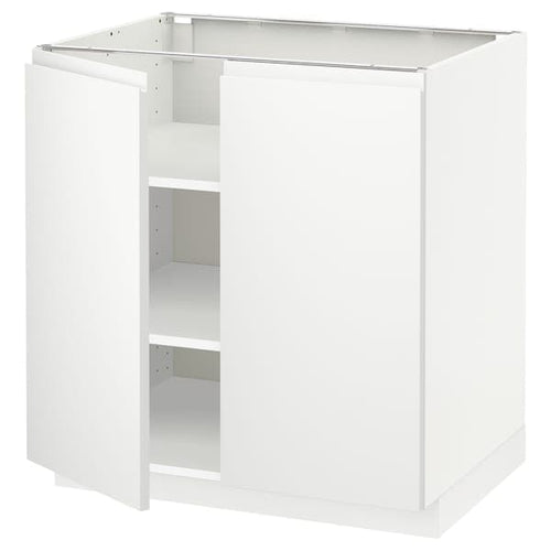 METOD - Base cabinet with shelves/2 doors, white/Voxtorp matt white, 80x60 cm