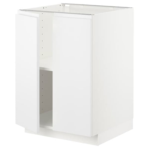 METOD - Base cabinet with shelves/2 doors, white/Voxtorp matt white, 60x60 cm