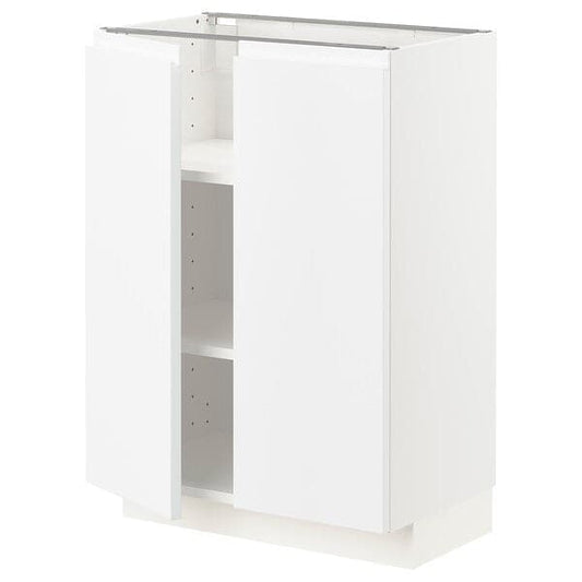 Ikea METOD - Base cabinet with shelves/2 doors, white/Voxtorp matt white, 60x37 cm