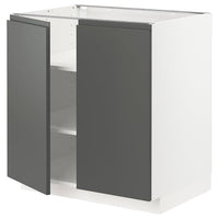 METOD - Base cabinet with shelves/2 doors, white/Voxtorp dark grey, 80x60 cm - best price from Maltashopper.com 39460411