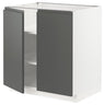 METOD base cabinet with shelves/2 doors, white/Voxtorp dark grey, 80x60 cm
