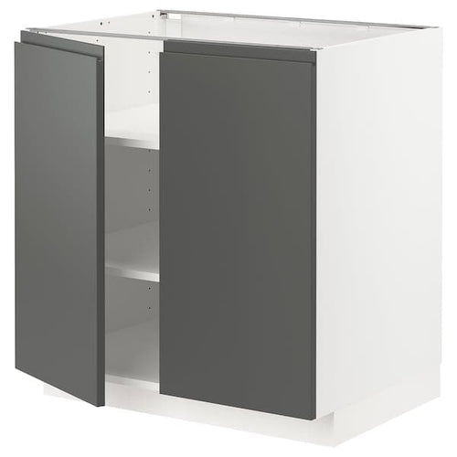 METOD - Base cabinet with shelves/2 doors, white/Voxtorp dark grey, 80x60 cm