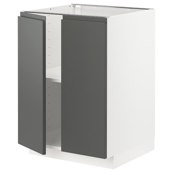 METOD - Base cabinet with shelves/2 doors, white/Voxtorp dark grey, 60x60 cm - best price from Maltashopper.com 39456895