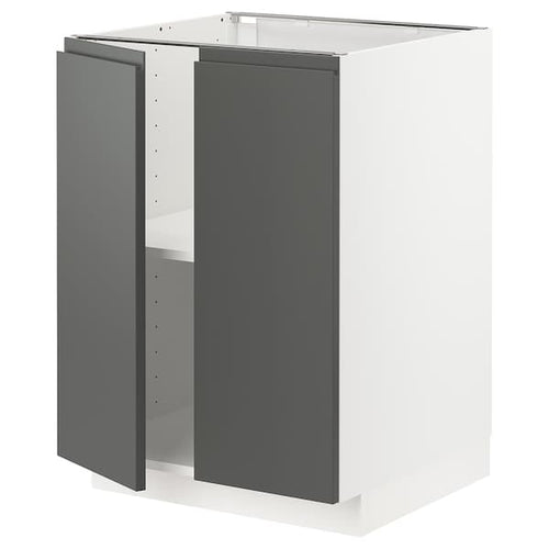 METOD - Base cabinet with shelves/2 doors, white/Voxtorp dark grey, 60x60 cm