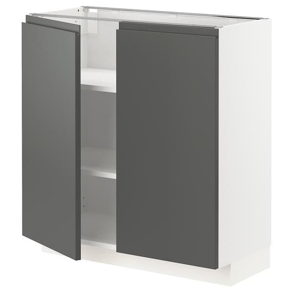 METOD - Base cabinet with shelves/2 doors, white/Voxtorp dark grey, 80x37 cm - best price from Maltashopper.com 19457891