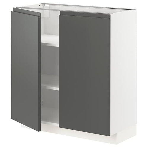 METOD - Base cabinet with shelves/2 doors, white/Voxtorp dark grey, 80x37 cm