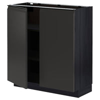 METOD - Base cabinet with shelves/2 doors, black/Upplöv matt anthracite, 80x37 cm - best price from Maltashopper.com 19495421