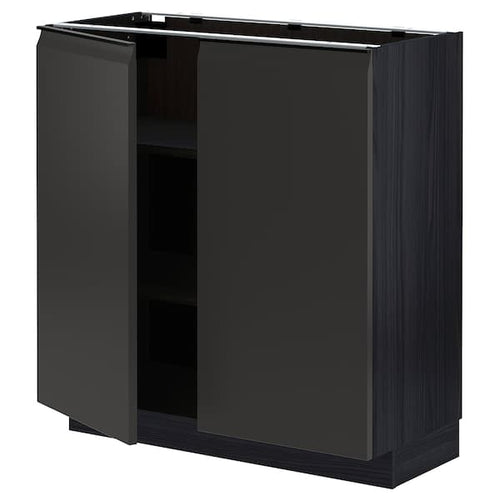 METOD - Base cabinet with shelves/2 doors, black/Upplöv matt anthracite, 80x37 cm