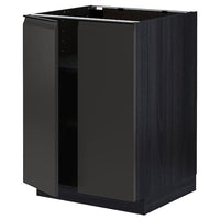 METOD - Base cabinet with shelves/2 doors, black/Upplöv matt anthracite , 60x60 cm - best price from Maltashopper.com 89495451