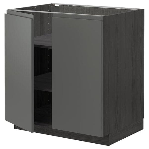 METOD - Base cabinet with shelves/2 doors, black/Voxtorp dark grey, 80x60 cm
