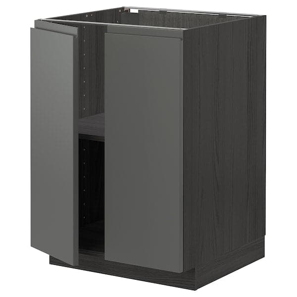 Ikea METOD - Base cabinet with shelves/2 doors, black/Voxtorp dark grey, 60x60 cm