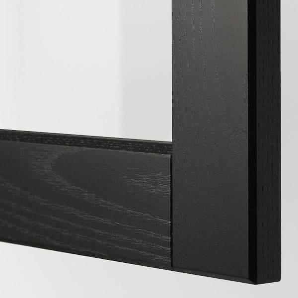 Ikea METOD - Corner wall cab w carousel/glass dr, white/Lerhyttan black stained , 68x100 cm