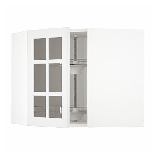 Ikea METOD - Corner wall cab w carousel/glass dr, white/Stensund white, 68x60 cm