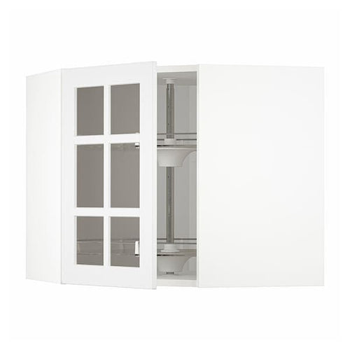 METOD - Corner wall cab w carousel/glass dr, white/Stensund white, 68x60 cm