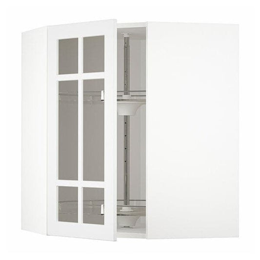 METOD - Corner wall cab w carousel/glass dr, white/Stensund white, 68x80 cm - best price from Maltashopper.com 59409209